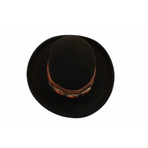 Eric Javits Black Wool Hat Wide Brim Suede Band with Stones Vintage Retro HTF - Picture 6 of 8